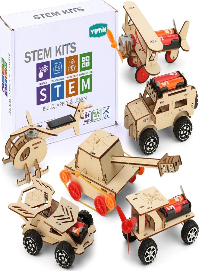 Yutin STEM Kits for Kids Age 8-10 10-12, 6 Set Wood Building Projects Crafts Science Model Car Kits for Kids Age 8-12, Wooden 3D Puzzles, STEM Toys for Boys 8 9 10 12 13 Year Old Birthday Gifts - Image 1